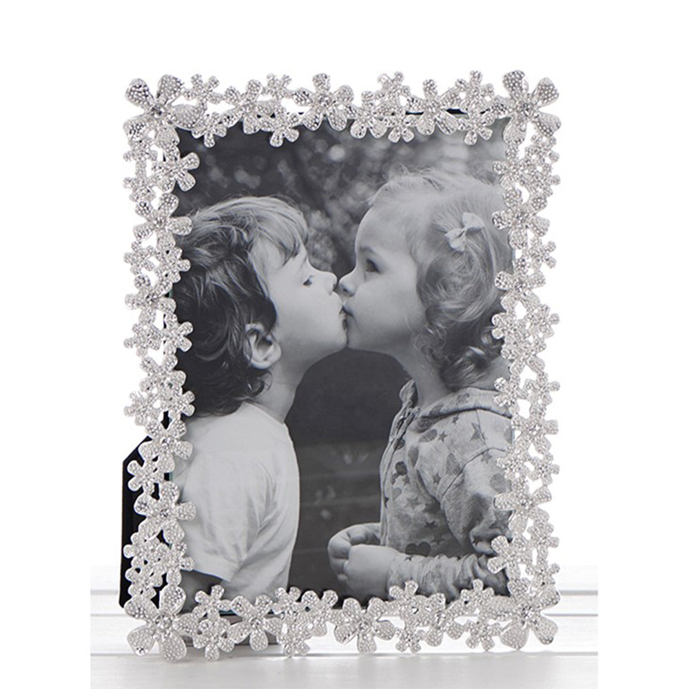 Jewelled Silver Forget Me Not Photo Frame | 4" x 6" | Perfect Gift