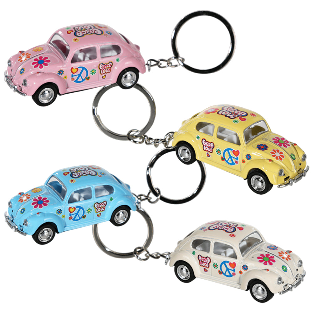 Flower Power VW Beetle Keyring | Pull Back & Go | Single | Mini Cracker Filler