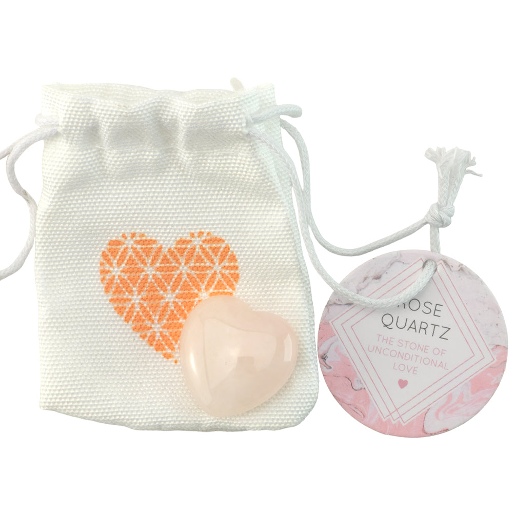 Rose Quartz Crystal Heart Stone in Bag | Love | Little Gift | Cracker Filler