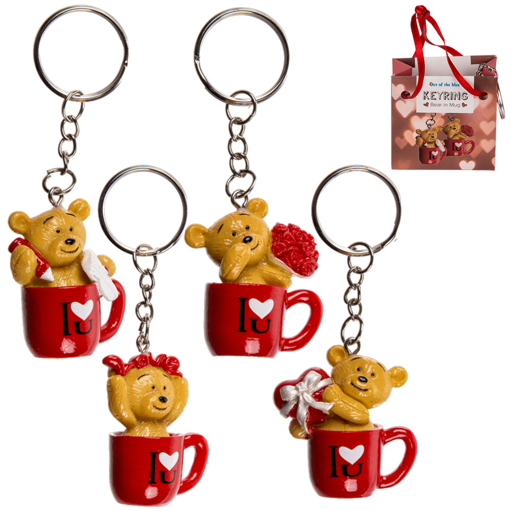 Love in a Mug Keyring in Mini Gift Bag | Single | Little Gift | Cracker Filler