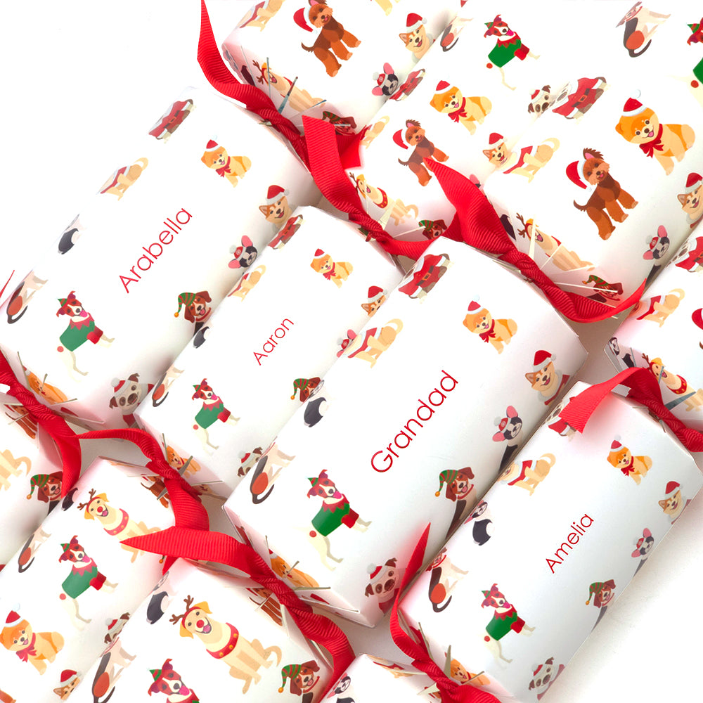 Personalised Cracker Making Craft Kit | Christmas Dogs | Makes 4 or 6 Crackers