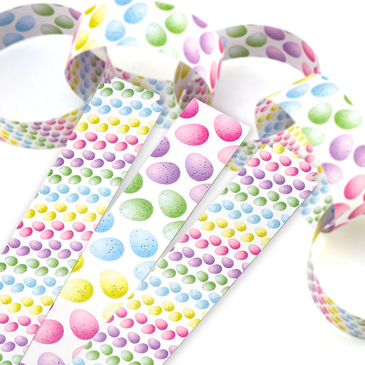 30 Reusable Easter 2.5m Paper Chains | Pastel Speckled Eggs | No Glue Needed