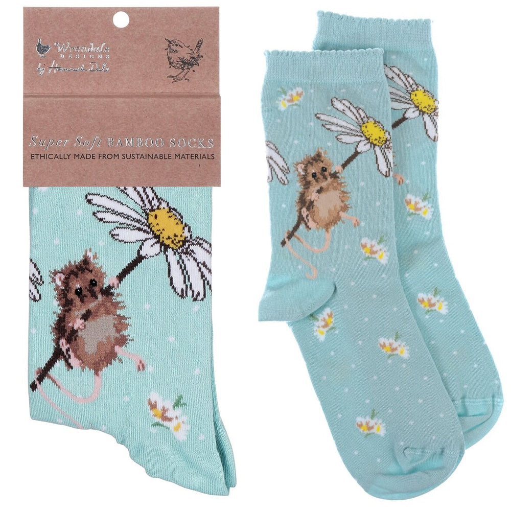 Oops A Daisy Mouse | Ladies Supersoft Bamboo Socks | One Size | Wrendale Designs