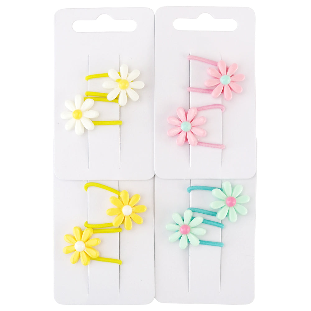 Pretty Daisy Hair Elastic Ties | Single 2-Pack | Mini Gift | Cracker Filler