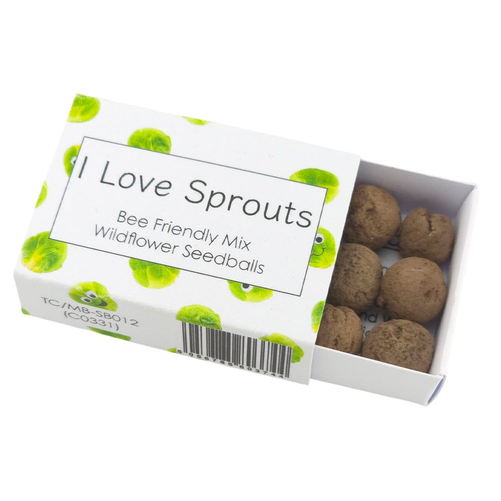 I Love Sprouts | Seedball Matchbox | Bee Mix | Cracker Filler | Mini Gift