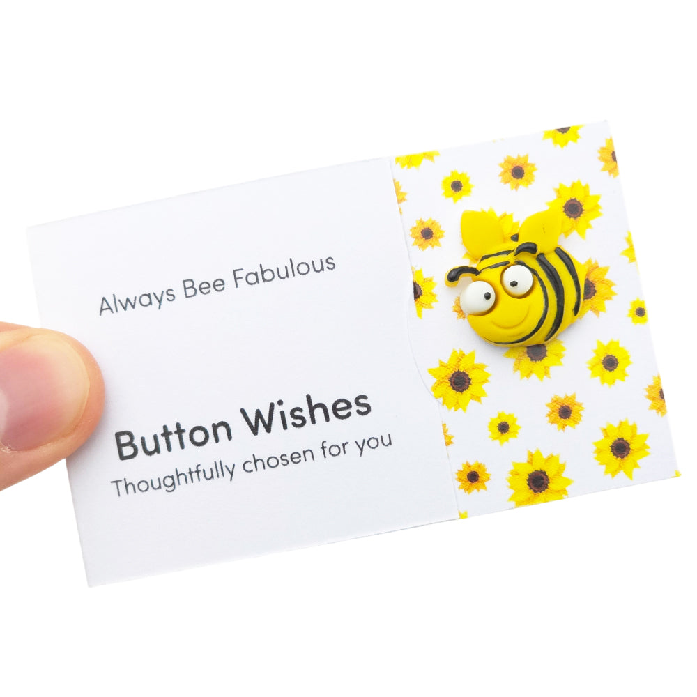 Always Bee Fabulous | Button Wishes Sew On Token | Mini Gift | Cracker Filler