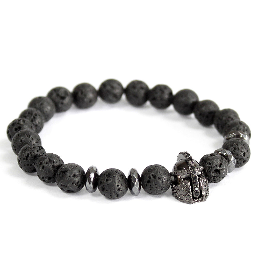 Knight's Helmet & Lava Stone | Gemstone Bracelet | Grounding | Cracker Filler