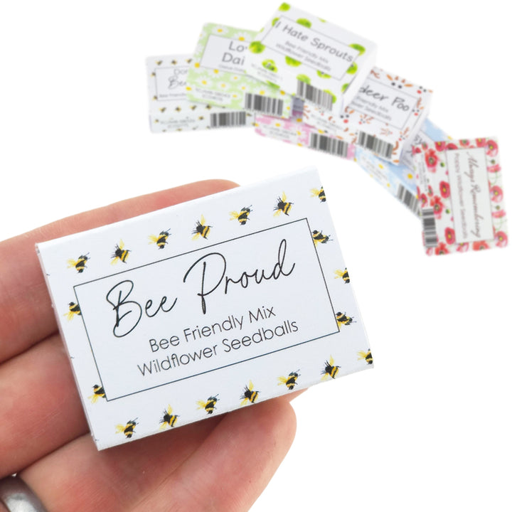 Bee Proud | 6 Seedball Matchbox | Bee Mix | Cracker Filler | Little Gift