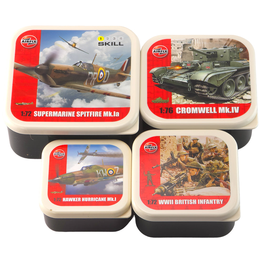 Airfix Planes | Set of 4 Plastic Snack Tubs / Lunch Boxes | Gift Idea