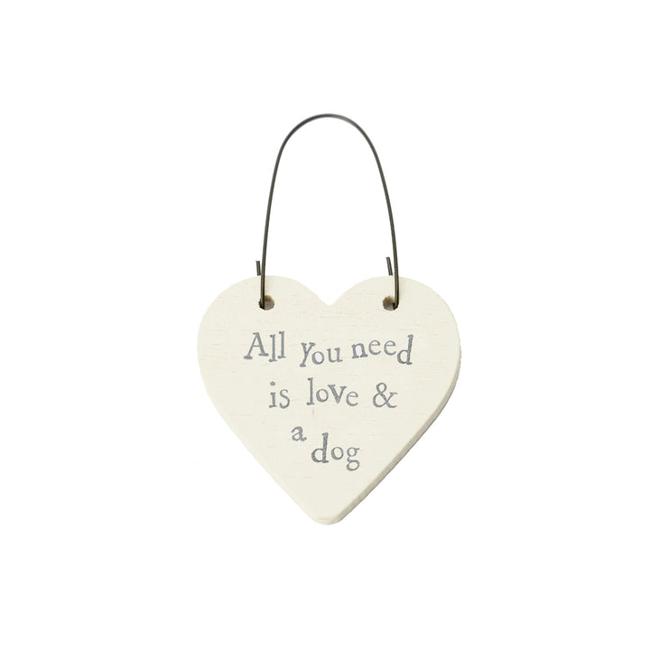 Love & A Dog - Mini Wooden Hanging Heart | Cracker Filler | Little Gift