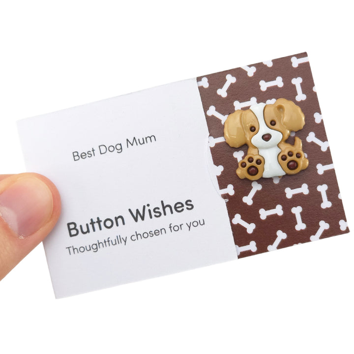 Best Dog Mum | Button Wishes Sew On Token | Mini Gift | Cracker Filler