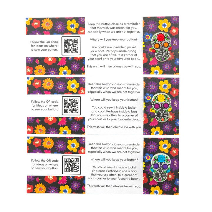 Dia de los Muertos | Gothic | Button Wishes Sew On Token | Cracker Filler