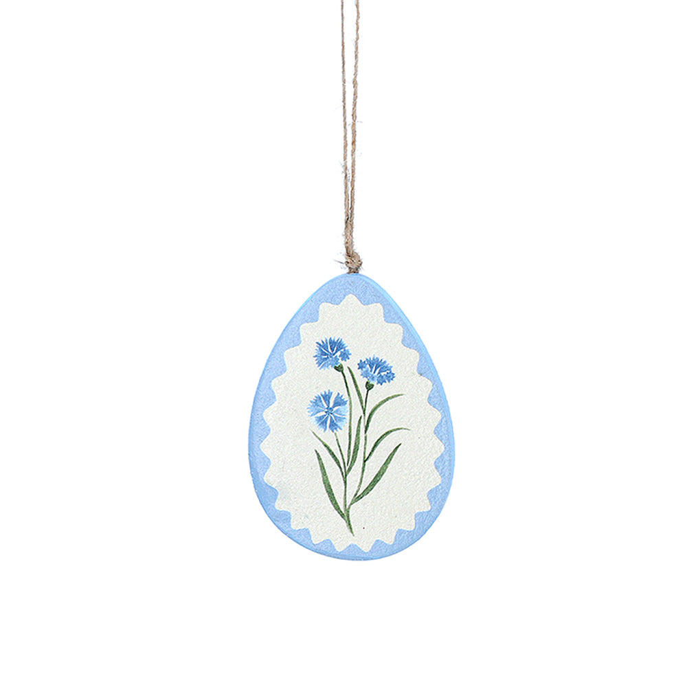 Blue Flowers Easter Tree Decoration | Hanging Wooden Ornament | Gisela Graham