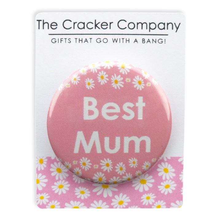 Best Mum | 38mm Button Pin Badge | Little Gift | Cracker Filler | Pink Daisy