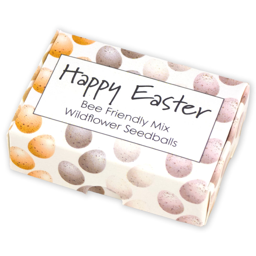 Happy Easter | Natural Speckled Eggs | 6 Seedball Box | Bee Mix | Cracker Filler