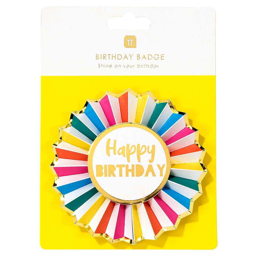 Happy Birthday Rosette Style Badge | Bright Colours