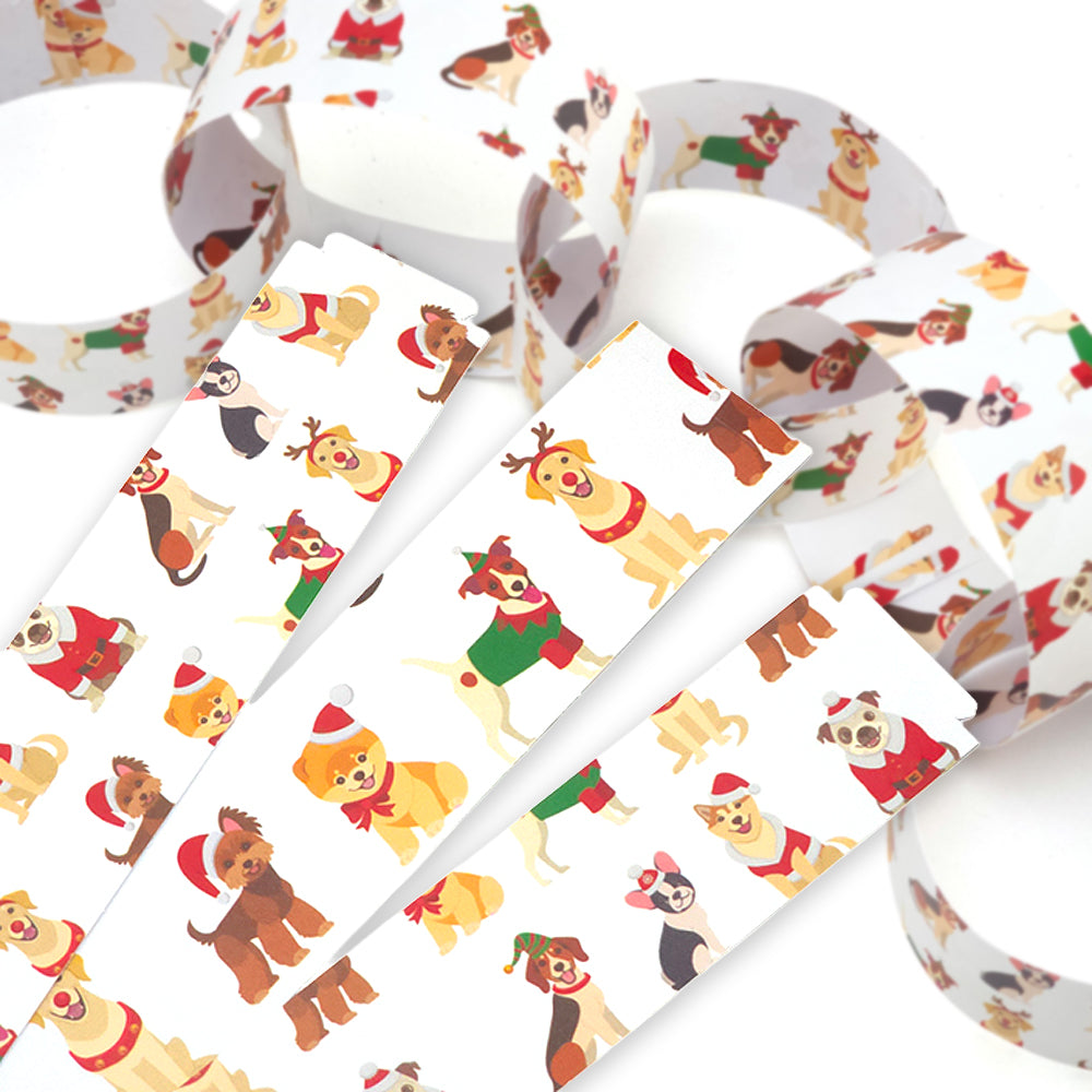 30 Reusable Christmas Paper Chains | Christmas Dogs | No Glue Needed | 2.5m
