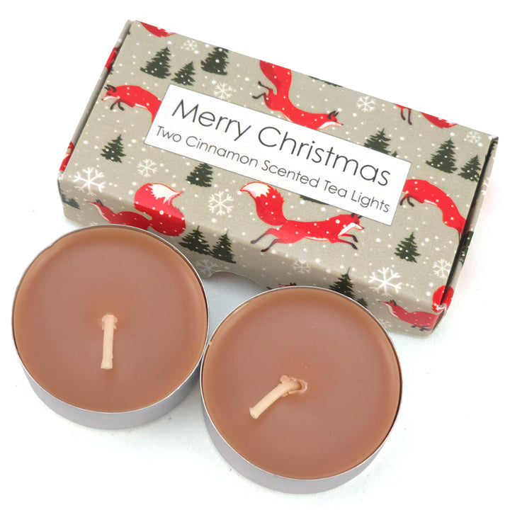 Cinnamon Tealight Candles | Christmas Fox | Mini Gift | Cracker Filler