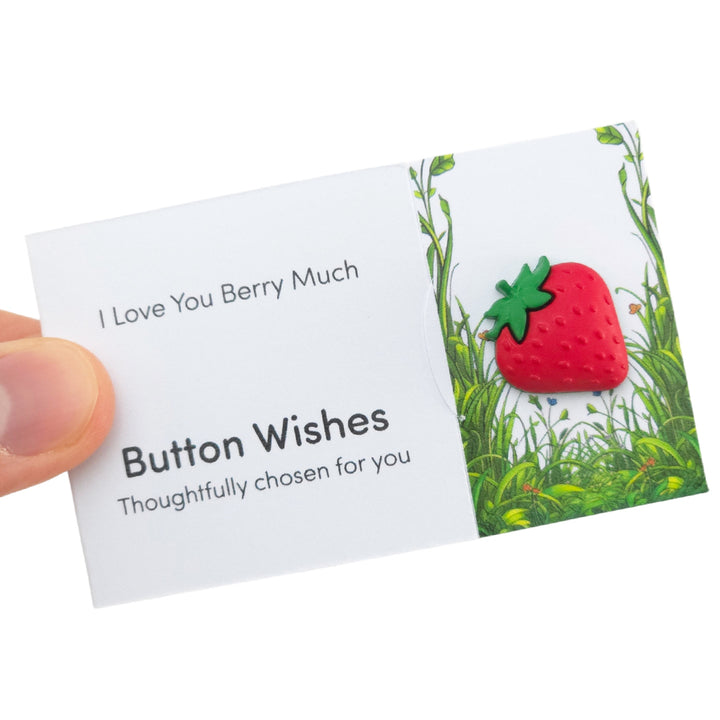 I Love You Berry Much | Strawberry | Button Wishes Sew On Token | Mini Gift