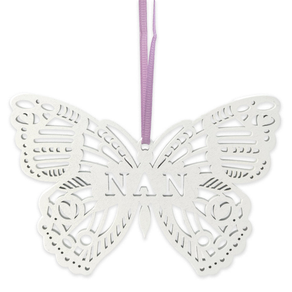 Nan | Wooden Butterfly Shaped Hanging Plaque on Decorative Card | Letterbox Gift