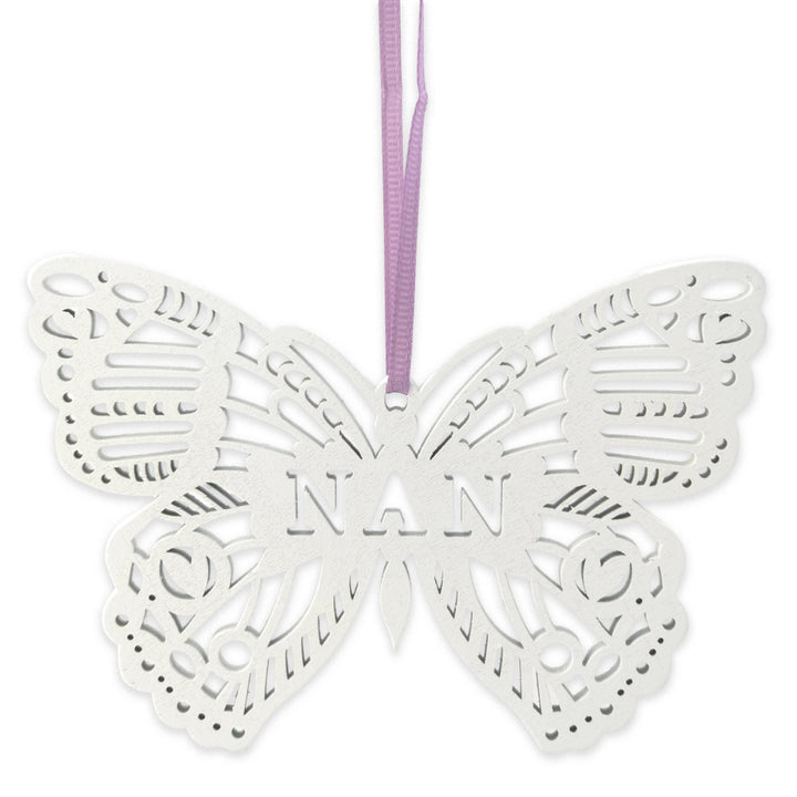 Nan | Wooden Butterfly Shaped Hanging Plaque on Decorative Card | Letterbox Gift