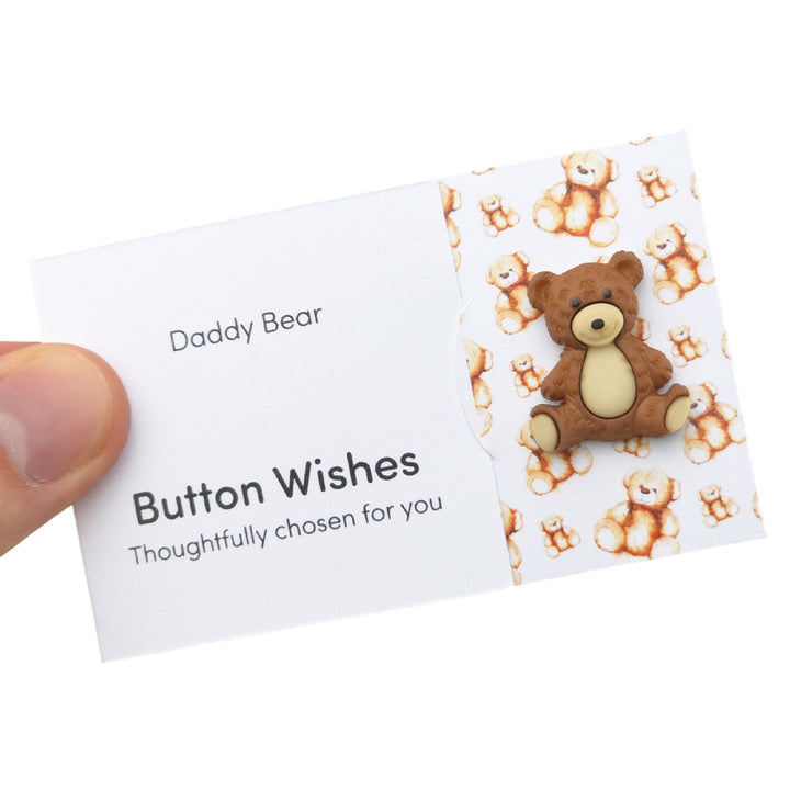 Daddy Bear | Teddy Bear | Button Wishes Sew On Token | Mini Cracker Filler Gift