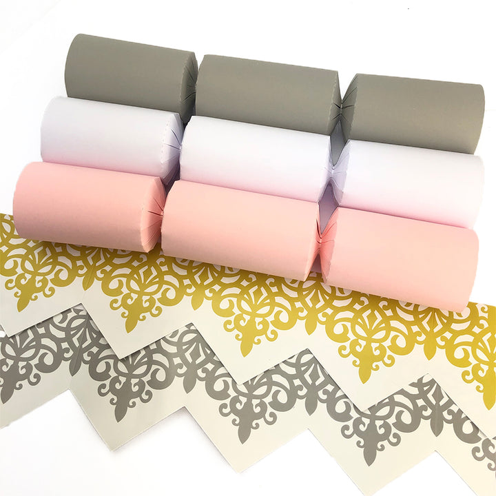 Grey & Pink Tones | Craft Kit to Make 12 Crackers | Recyclable | Cracker Making