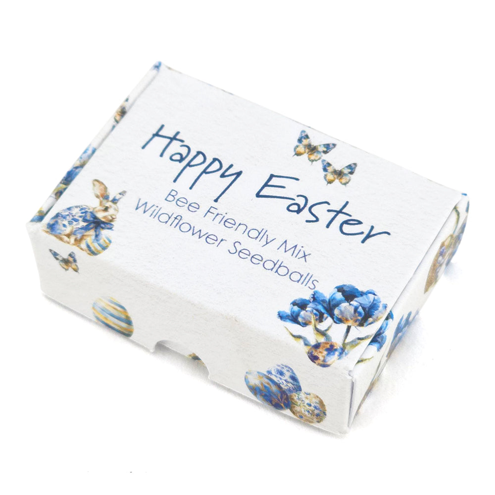 Happy Easter in Blue | 6 Seedball Box | Bee Mix | Cracker Filler | Little Gift