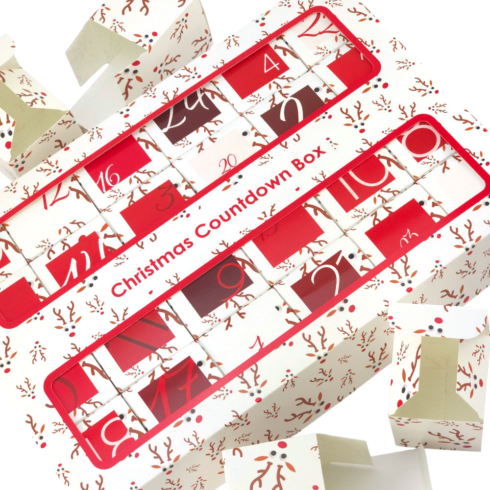 Advent Calendar Making Kit | 24 Cube Boxes & Outer Box | Googly Rudolph