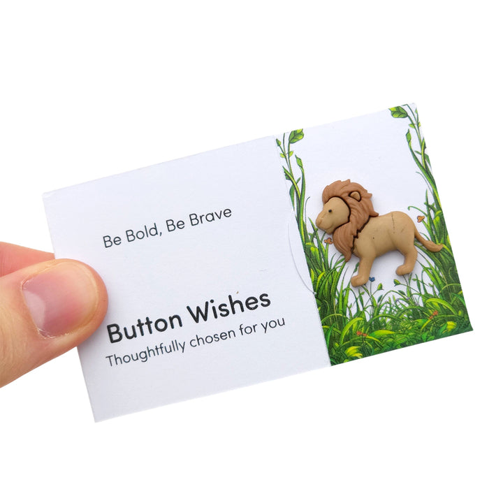 Be Bold, Be Brave | Lion | Button Wishes Sew On Token | Cracker Filler