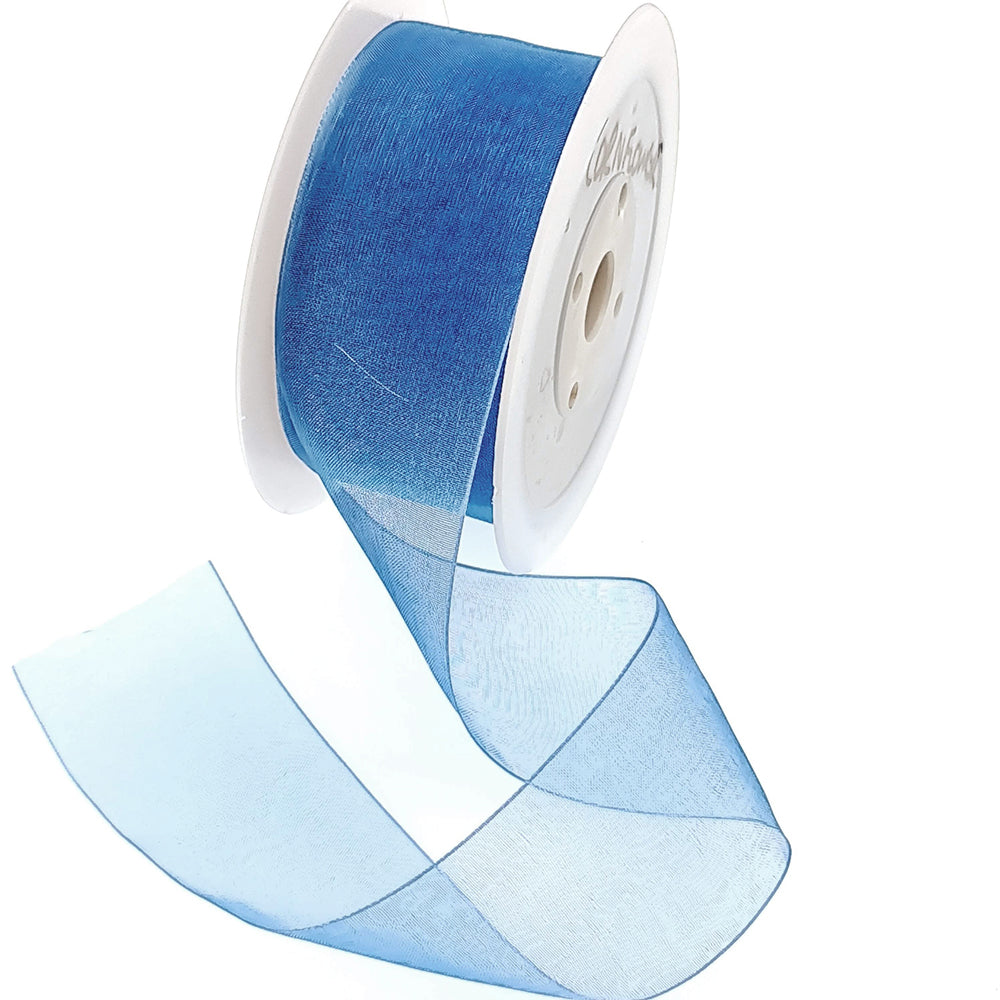 40mm or 25mm Organza Ribbon | Woven Edged |  25m Roll | Choice of Colours 