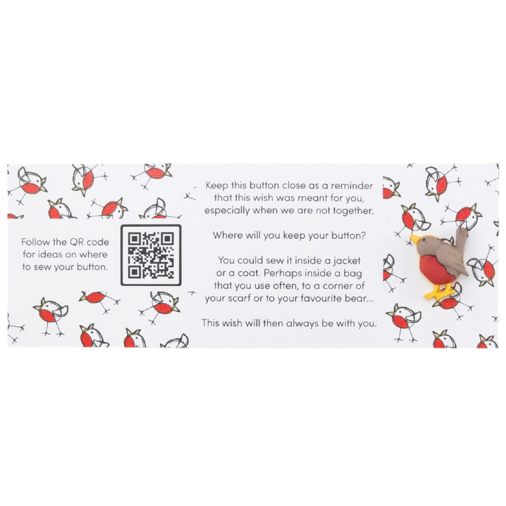 Merry Christmas | Chirpy Robin | Button Wishes Sew On Token | Little Gift | Cracker Filler