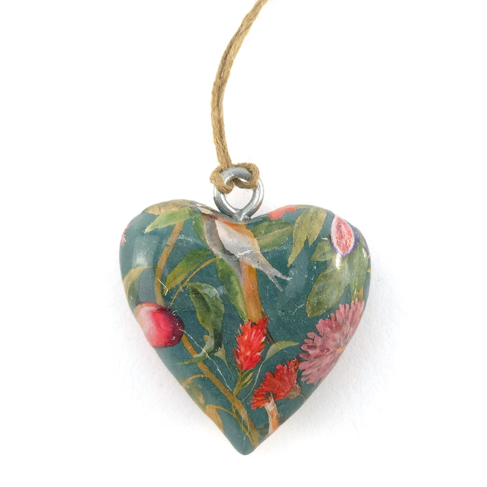 Floral Bird Heart Wooden Hanging Ornament | 5cm | Mini Gift | Cracker Filler