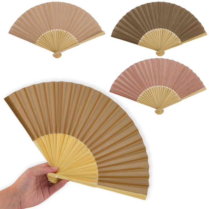 Bamboo &amp; Natural Colour Fabric Fan | Single | 21cm Long | Little Gift