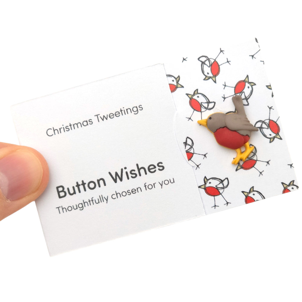 Christmas Tweetings | Button Wishes Sew On Token | Mini Gift | Cracker Filler