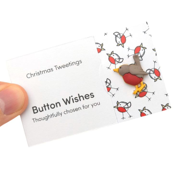 Christmas Tweetings | Button Wishes Sew On Token | Mini Gift | Cracker Filler