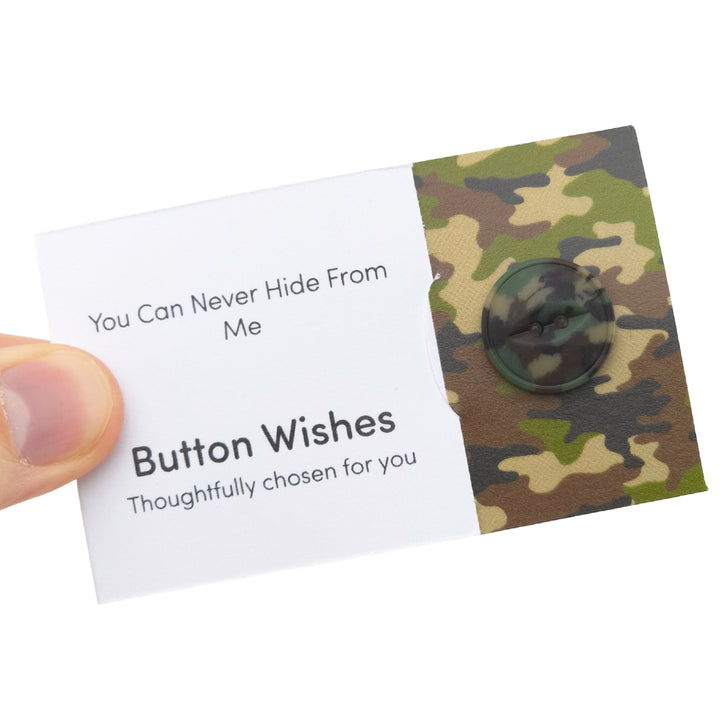 You Can Never Hide From Me | Button Wishes Sew On Token | Cracker Filler