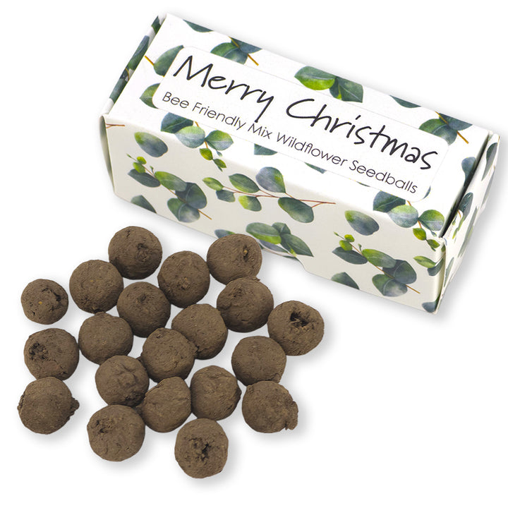 Watercolour Eucalyptus | Merry Christmas | 20 Bee Mix Seedballs | Cracker Filler