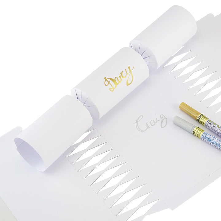 White | 12 Personalise Your Own Crackers | Make &amp; Fill Your Own | With Pen
