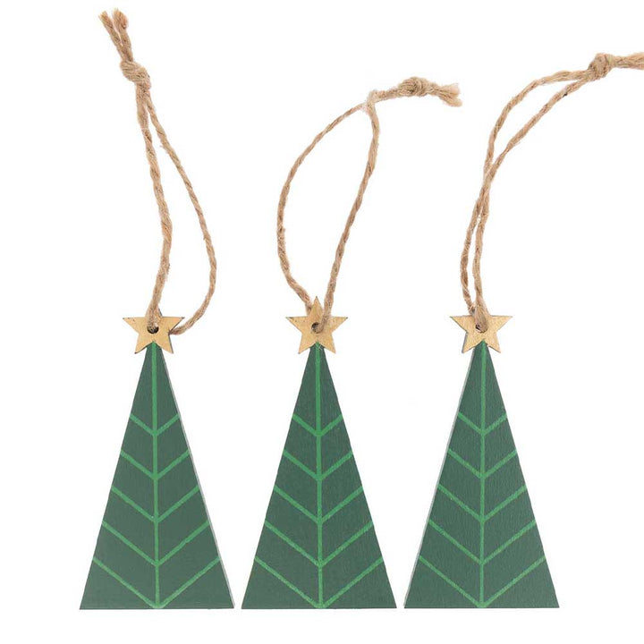 Christmas Trees | 3 Hanging Wooden Christmas Ornaments | 8cm Tall