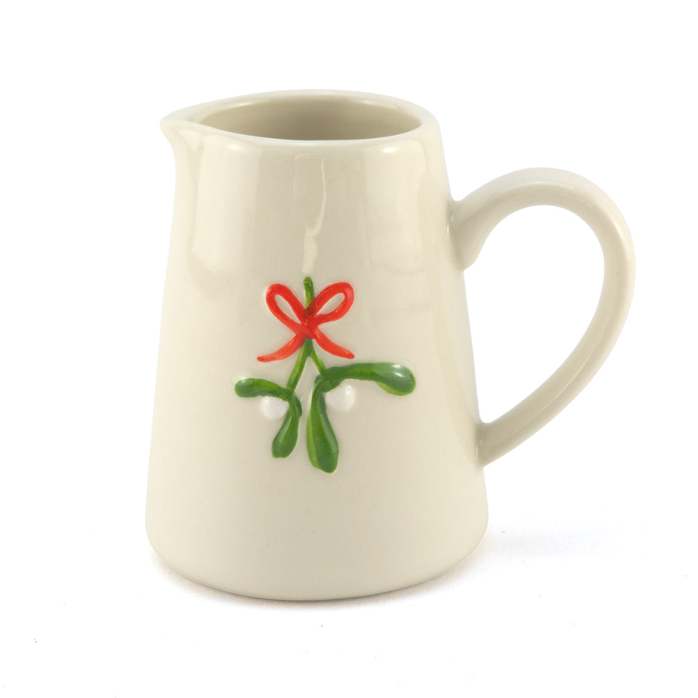 Mistletoe | Stoneware Mini Jug | 8cm Tall | Gisela Graham Christmas