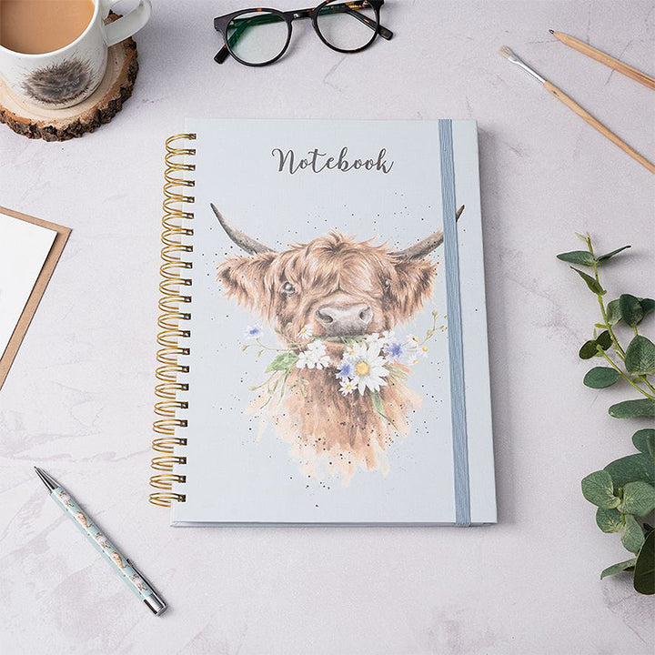 Daisy Coo | Highland Cow | A4 Spiral Bound Notebook | Wrendale Designs