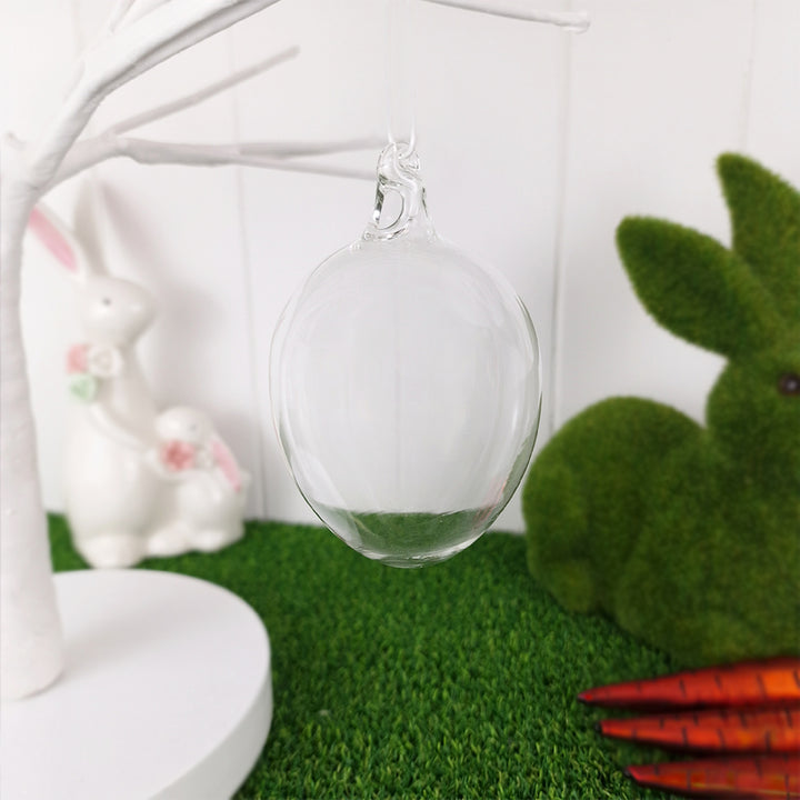 Gorgeous Large Clear Glass Egg | Hanging Easter Decoration | 10cm Tall