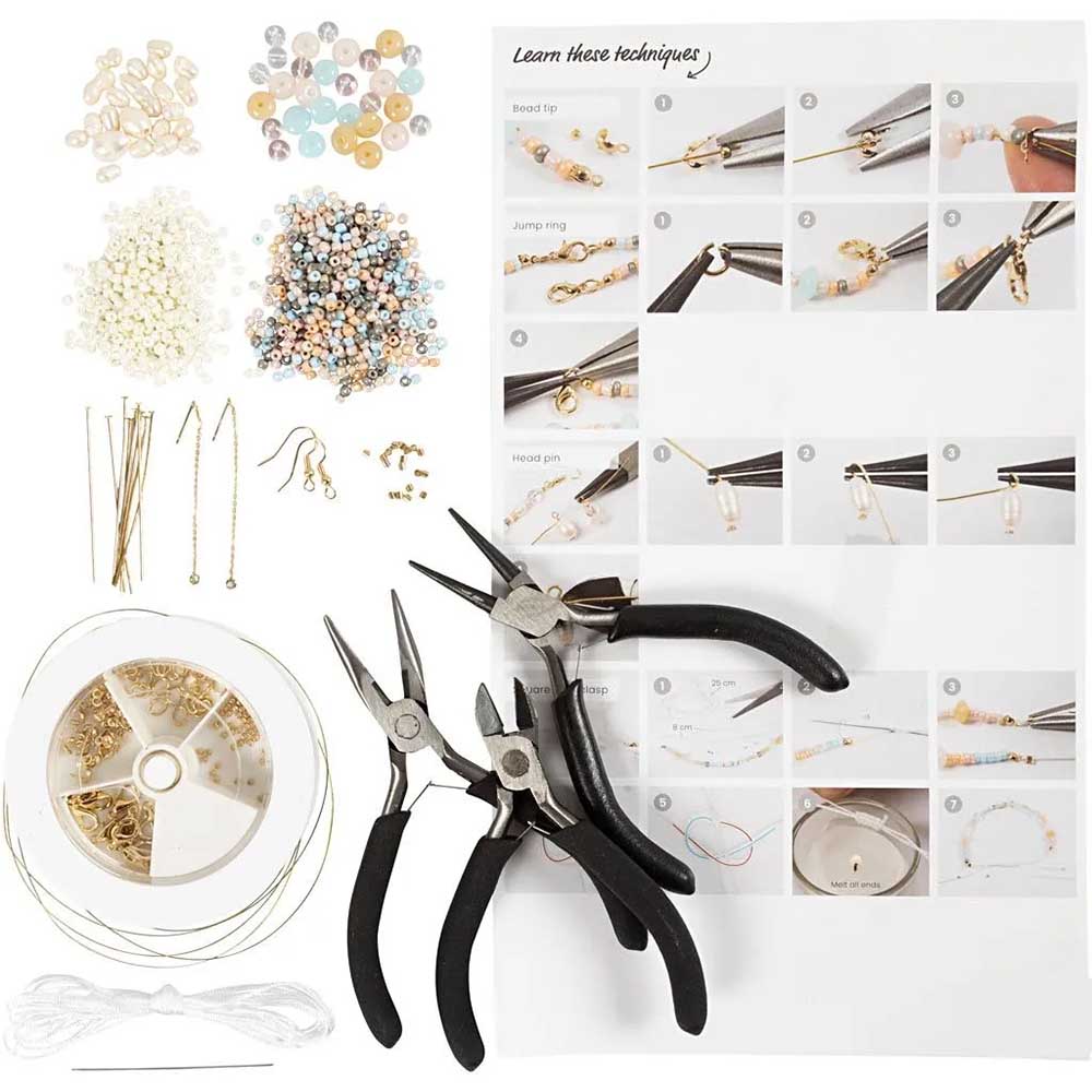 Classic Beads | Starter Craft Kit for Jewellery Making | Complete Kit with Tools