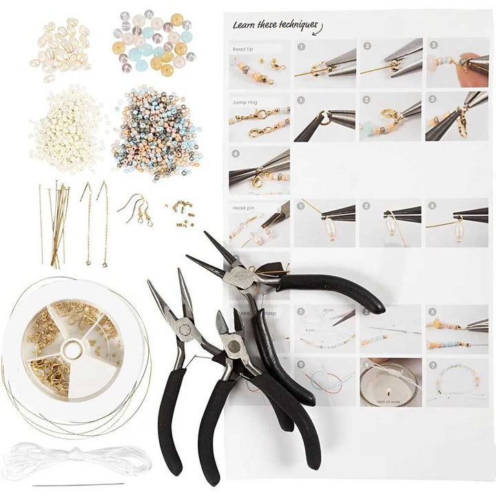 Classic Beads | Starter Craft Kit for Jewellery Making | Complete Kit with Tools