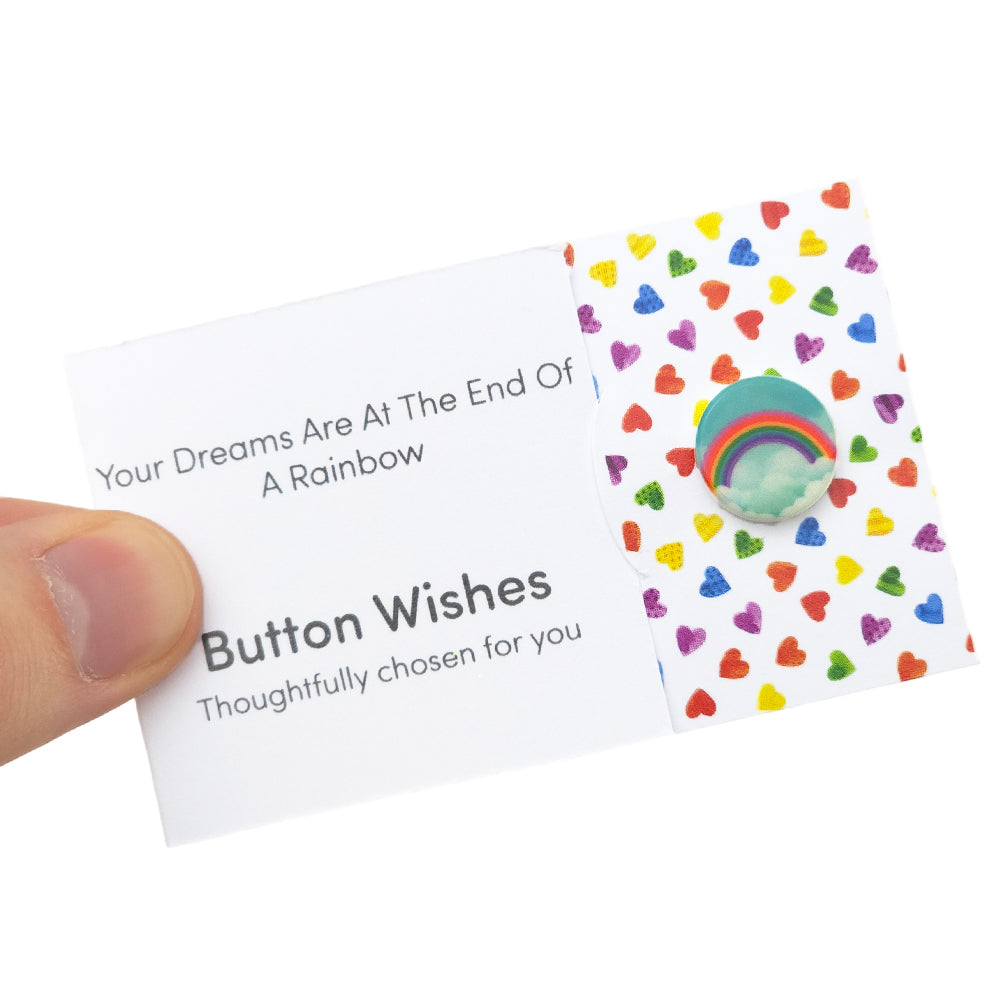 Dreams Are At The End of a Rainbow | Button Wishes Sew On Token | Mini Gift