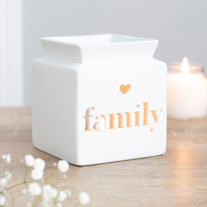 Family Cut Out | Oil Burner | White Ceramic | 13cm Tall