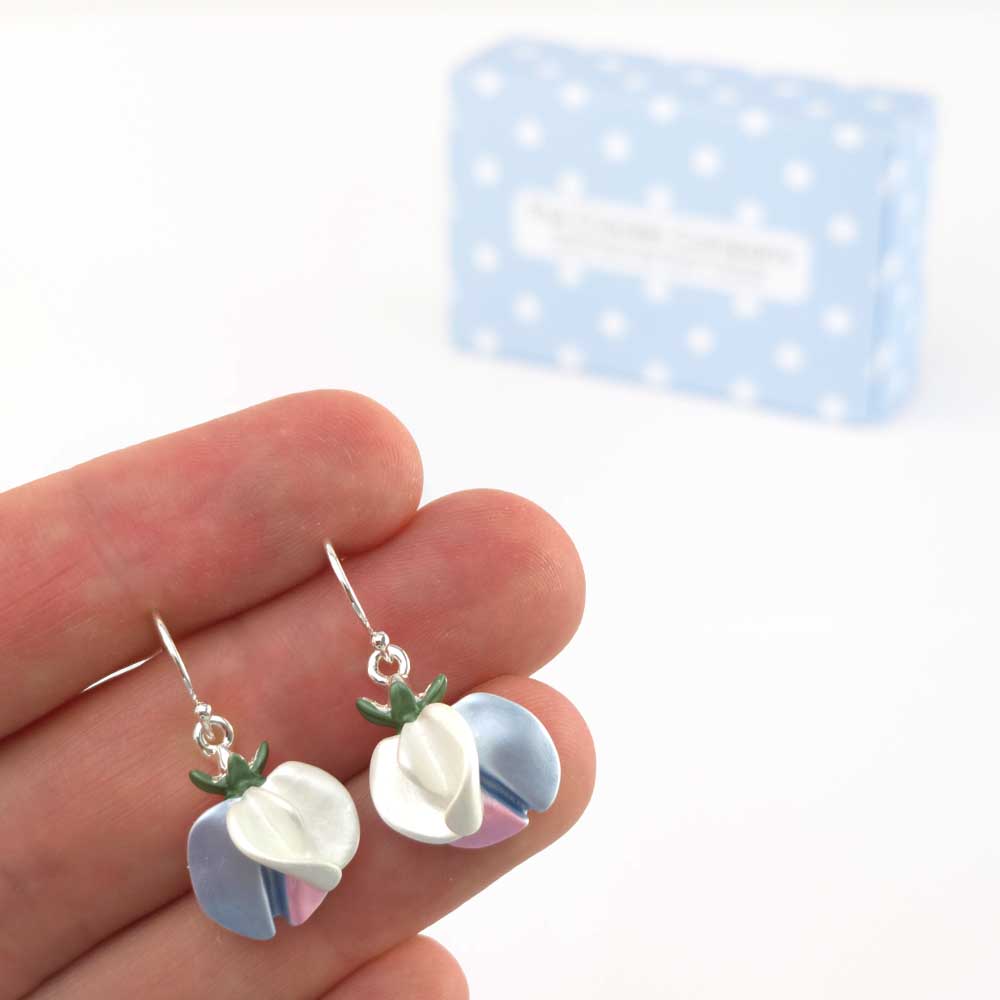 Sweet Pea Bouquet | Silver Tone Earings | Mini Gift | Cracker Filler