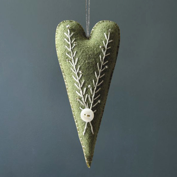 Embroidered Scandi Folk Art Heart | Felt Decoration | Cracker Filler