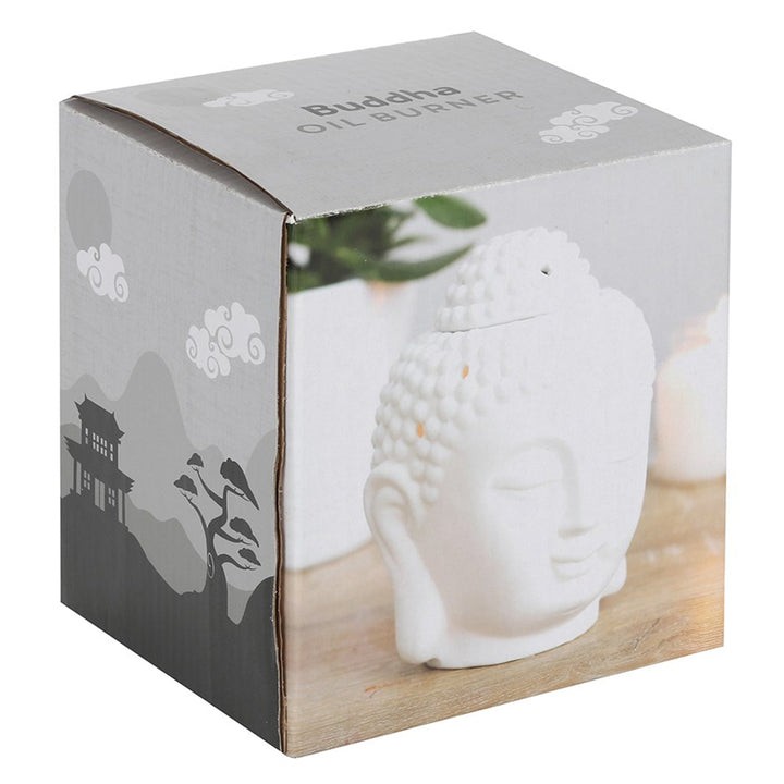 Buddha Head | Oil Burner | White Ceramic | 17cm Tall